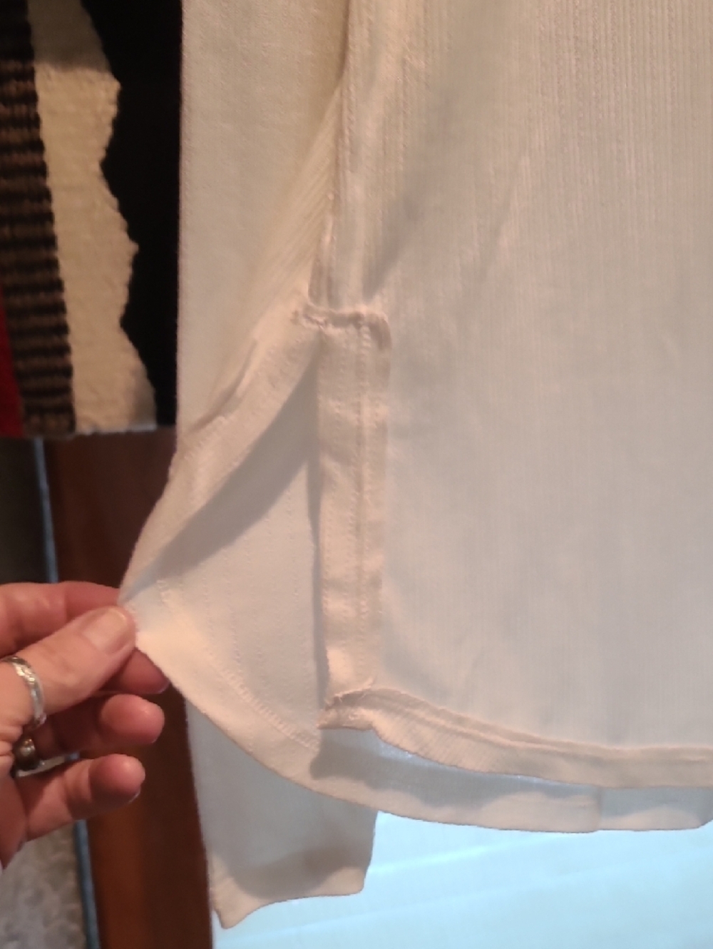Free People Cream Lace-Trim Long Sleeve Tee - Picture 13 of 14